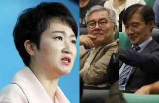 이언주 더불어민주당 최고위원, 최강욱 더불어민주당 교육연수원장, 조국 조국혁신당 혁신정책원구원장. 연합뉴스