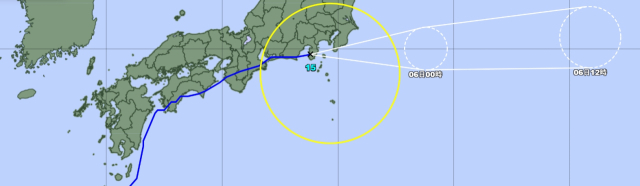 일본기상청 5일 오후 2시 발표 15호 태풍 페이파 예상경로
