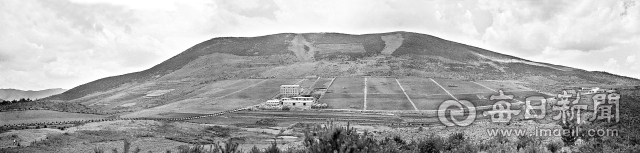 1966년 무렵 경북 하양 무학산 해발 350m 산허리 23만평(760,330㎡)을 개간해 조성한 무학농장. 농촌 근대화 일환으로 당시 이임춘 하양성당 주임신부와 수산나 메리 영거(한국명 양 수산나)가 1964년 3월부터 본격 조성해 1969년 말까지 운영했다. 사진은 당시 매일신문 권정호 기자가 촬영한 사진 3컷을 좌우로 연결한 것이다. 사진=매일아카이빙센터
