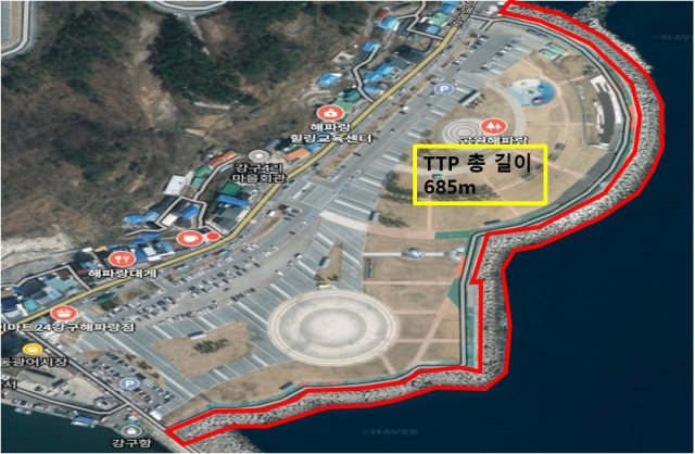영덕 강구해파랑공원 TTP 출입통제구역도. 울진해경 제공