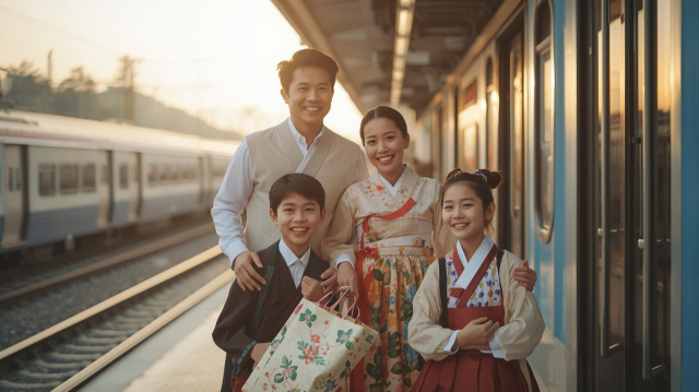 AI로 만든 추석에 귀향하는 가족 모습.