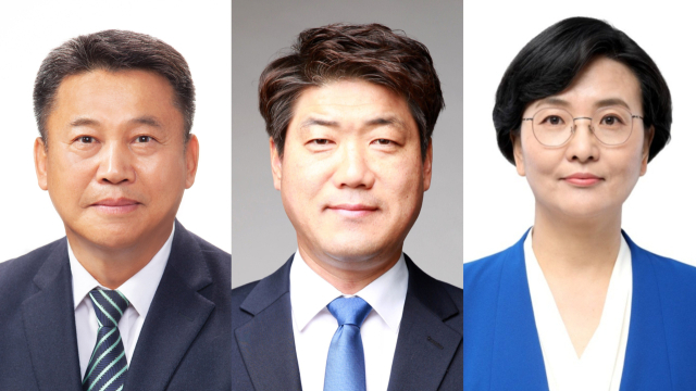 (왼쪽부터·기호순)정용채·이정훈·임미애 더불어민주당 경북도당위원장 후보.
