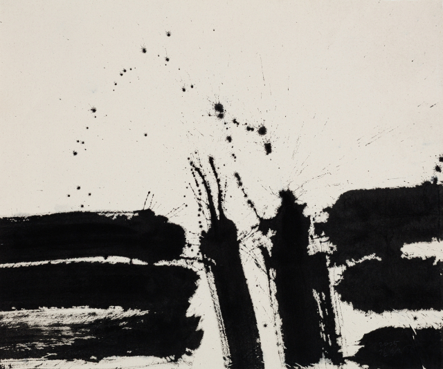 김호득, 폭포, 85x103cm, 광목에 먹, 2025