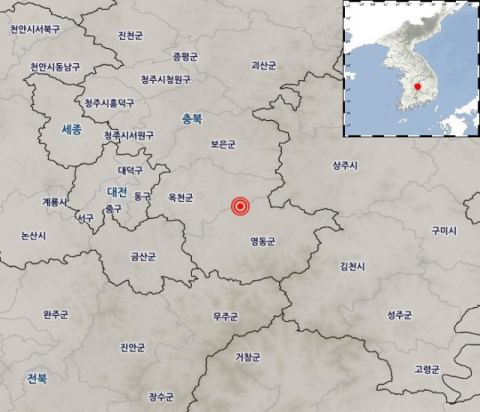 [속보] 충북 옥천군 동쪽 17㎞ 지역 규모 3.1 지진