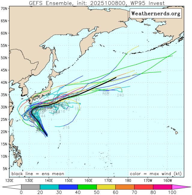 다중앙상블(GEFS) 23호 태풍 나크리 예상경로