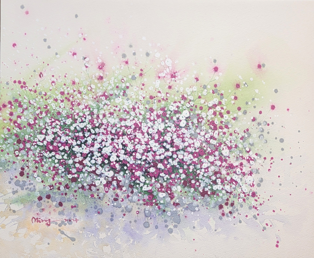 김미록, Blooming 25-Ⅰ, 53.0×45.5cm, Acrylic, watercolor on paper.