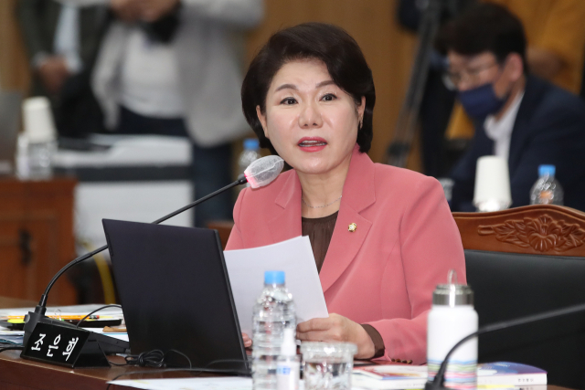 조은희 국민의힘 의원이 14일 국회 문화체육관광위원회 국정감사에서 최휘영 문화체육관광부 장관에게 질의를 이어가고 있다. 조은희 의원실 제공