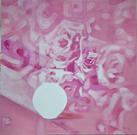 이경희, Bloom and Moon, 90.9x90.9cm, Oil on canvas