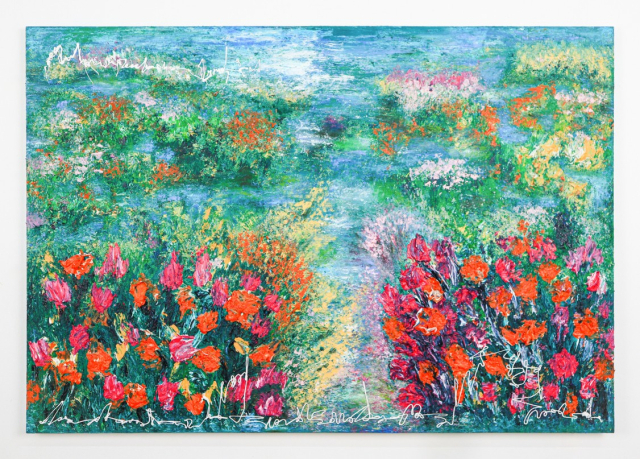 권지안, Humming Letter, 114.5x168.9cm, Mixed media on Canvas, 2025