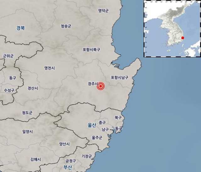 10월 15일 오후 11시 18분 24초쯤 경북 경주시 동쪽 7km 지역(북위 35.86도, 동경 129.30도)에서 규모 1.3의 지진이 발생했다. 지진 발생 깊이는 10km. 기상청 홈페이지
