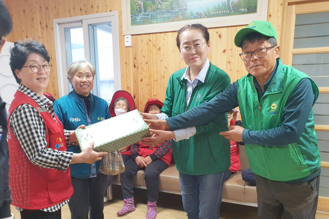 청송군 현서면 새마을부녀회(회장 김미령)와 새마을지도자협의회(회장 권태원)가 지난 14일 지역 내 32개 경로당을 돌며 어르신들에게 멸치 1박스씩을 전달했다. 청송군 제공