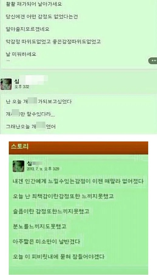 심 씨가 SNS에 올린 글. SNS
