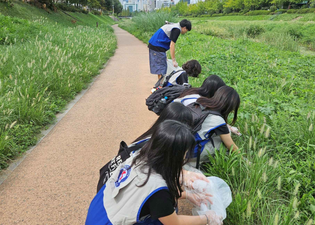 경남적십자사 RCY회원들이 탄소중립 친환경에너지 체험활동을 펼치고 있다.