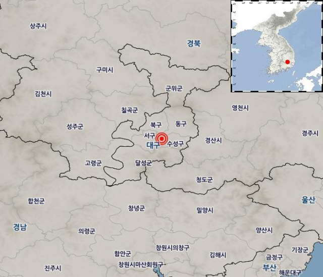 20일 오후 5시 3분 32초쯤 북위 35.85도, 동경 128.60도 대구 남구 미군 부대 