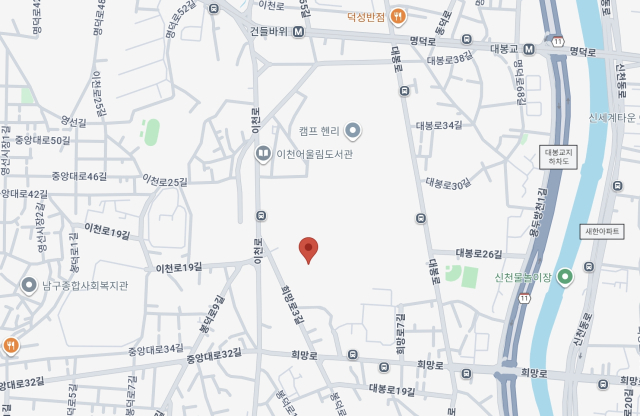북위 35.85도, 동경 128.60도 위치. 구글맵