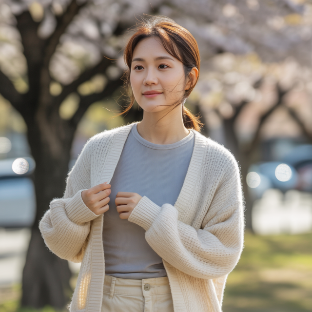 17~22도의 기온을 보이는 시기엔 긴팔 티셔츠나 셔츠 위에 가디건이나 후드 집업을 레이어드하는 게 보온성과 활동성을 유지하기 가장 좋다. 이수지 아나운서