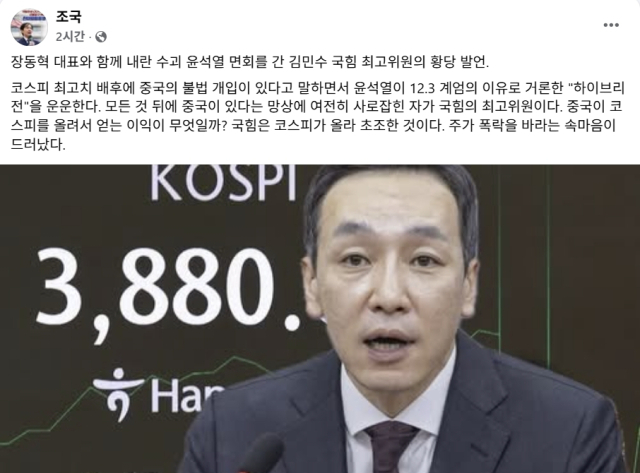 조국 조국혁신당 비상대책위원장 페이스북