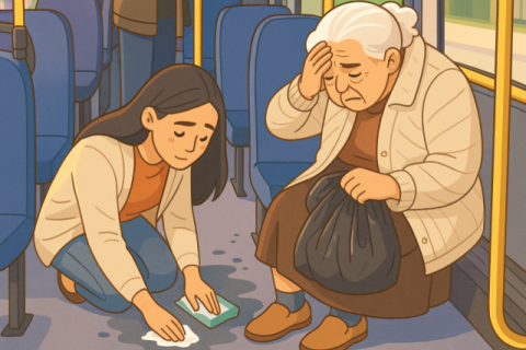 버스서 소변실수한 할머니…시민이 닦아주자 