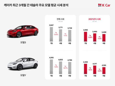 테슬라 배터리 오류 논란 여파, 모델3·Y 중고 시세 '뚝'