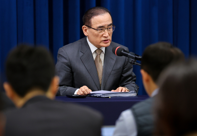 위성락 국가안보실장이 24일 용산 대통령실에서 이재명 대통령 아세안 순방 및 APEC 정상회의 일정 관련 브리핑을 하고 있다. 연합뉴스