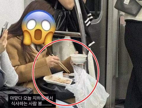 지하철서 보쌈·김치 펼쳐 식사…