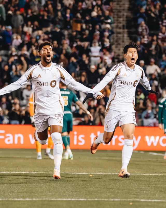 LAFC의 공격 듀오 손흥민과 드니 부앙가. SPOTV 제공