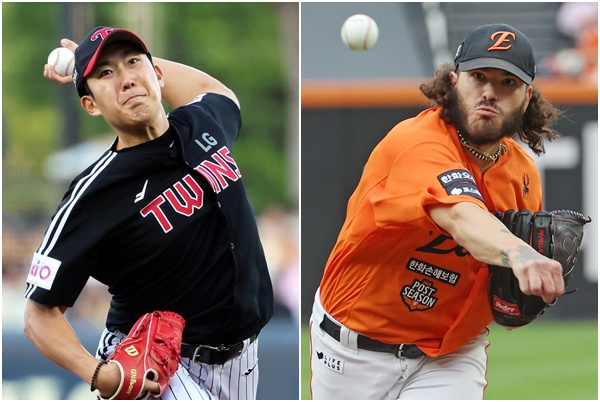 오는 29일 대전 한화생명 볼파크에서 열리는 2025 프로야구 한국시리즈 3차전에 LG 트윈스 손주영과 한화 이글스 코디 폰세가 선발 투수로 예고됐다. 연합뉴스