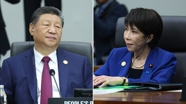 시진핑 중국 국가주석과 다카이치 사나에 일본 총리. 연합뉴스