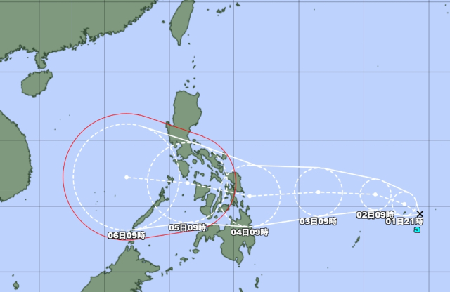 일본기상청 1일 오전 9시 발표 열대저압부a(우리 기상청 명명
