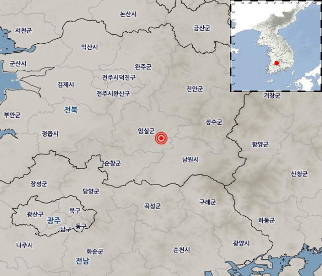전북 임실서 1시간 동안 지진 18차례 연쇄 발생