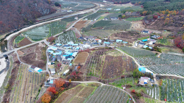 농림축산식품부의 2026년 과실전문생산단지 기반조성 공모사업에 최종 선정된 청송군 부남면 양숙1리 일원 모습. 청송군 제공