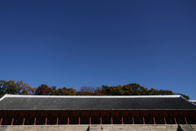 종묘 앞 고층건물 허용을 두고 서울시와 정부의 갈등이 심화되고 있다. 사진은 10일 촬영한 종묘 정전. 연합뉴스