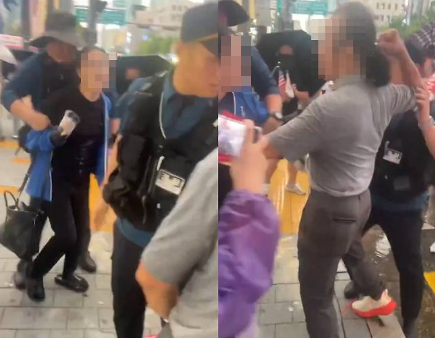 서울 도심에서 열린 반중 시위 도중 한 여성이 시위대에 커피를 던지는 영상이 중국에서도 퍼졌다. 온라인 커뮤니티