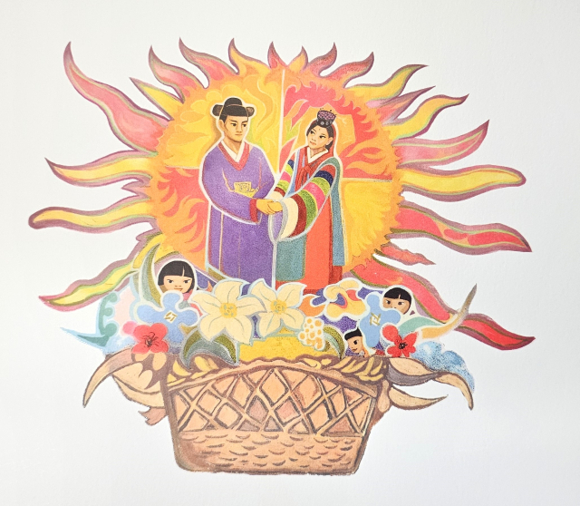 안동시도시재생지원센터(옛 안동예식장) 리모델링 과정에서 발굴된 앙드레 부통 신부의 벽화. 엄재진 기자