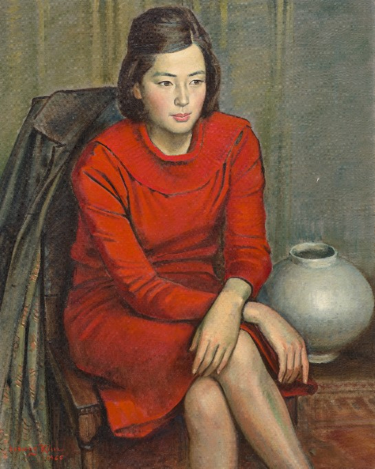 김인승, 붉은 원피스의 여인, 1965년, 91x74cm, 국립현대미술관