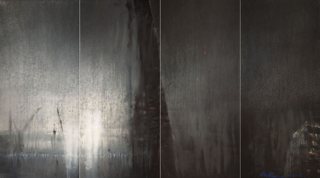 THE ETHEREALIZATION VI, watercolor on Arches paper, 113x206 inches in four panels, 2014