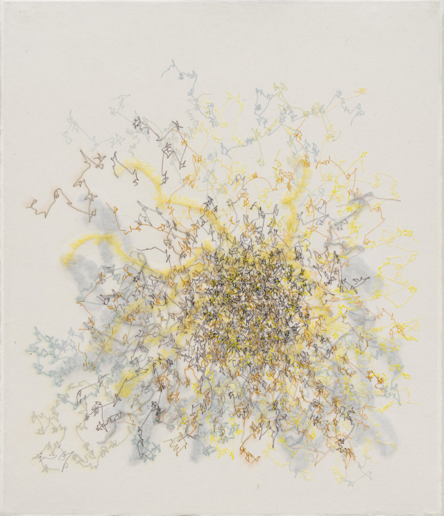 심향, Starfield-1802, 2018, Thread on Korean paper, 59x51cm