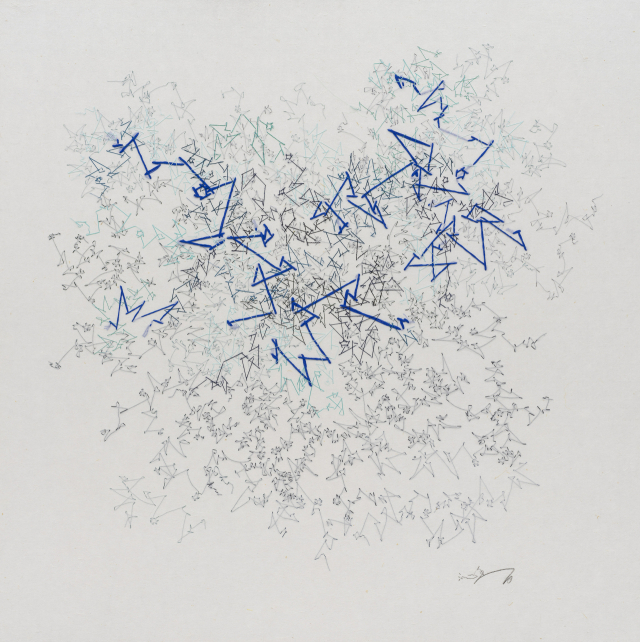 심향, Starfield-1604, 2016, Thread on Korean paper, 65.1x65.1cm
