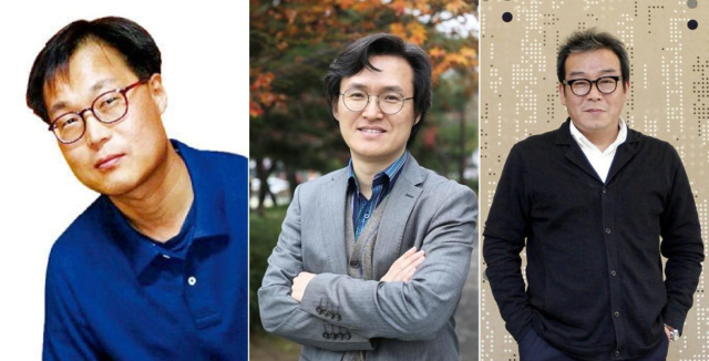 왼쪽부터 조두진 작가, 공기태 지휘자, 박종규 작가. 금복문화재단 제공
