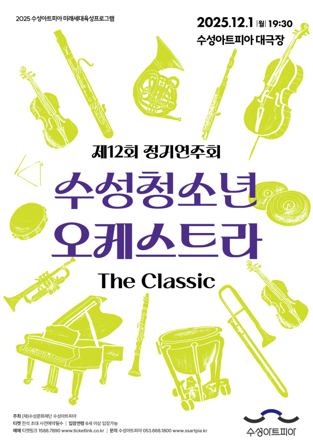 수성청소년오케스트라 제12회 정기연주회 포스터. 수성아트피아 제공