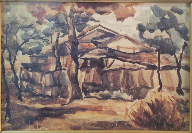 달성공원 연못집, 39x54.5cm, Watercolor on paper, 1961
