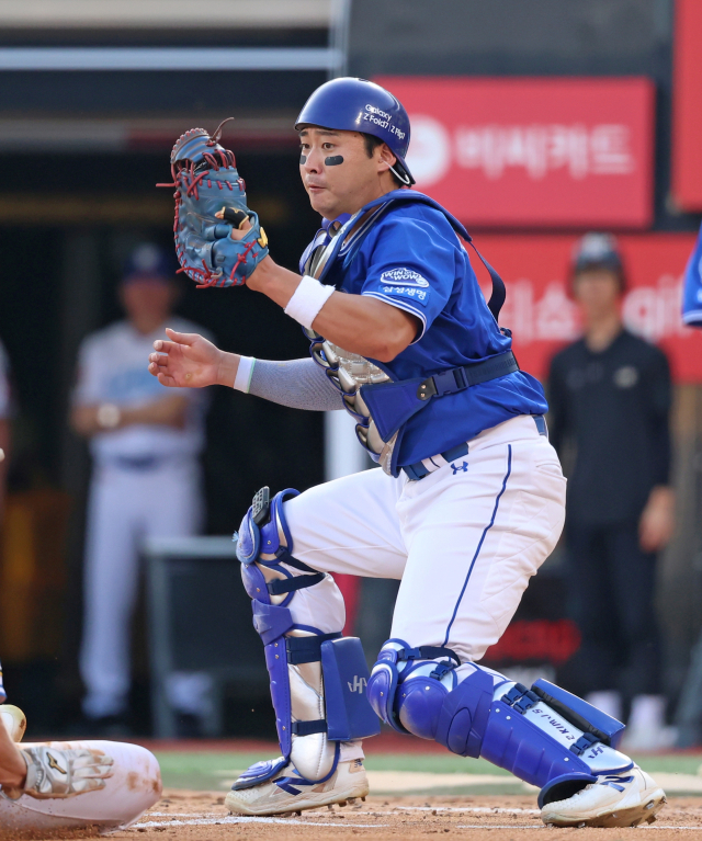 삼성 라이온즈의 포수 김재성. 삼성 제공