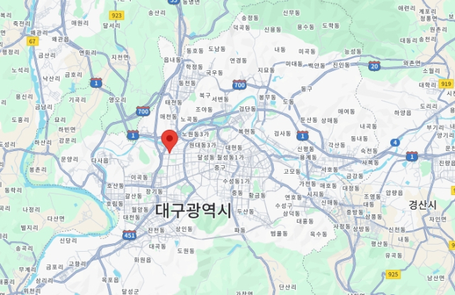 23일 오후 6시 12분 35초쯤 대구 서구 서북서쪽 2km, 서대구역 바로 남쪽에서 규모 1.1의 지진이 발생했다. 구글맵