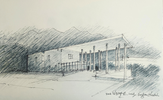 기둥과 처마 공간 비움의 마당 스케치