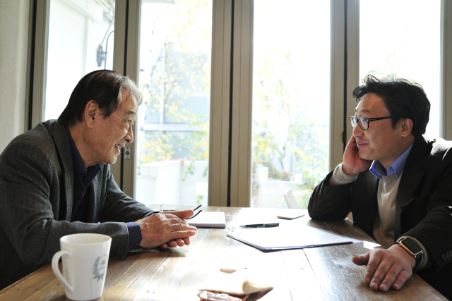 故 이순재 선생님의 데뷔 60주년 이었던 2017년 당시 인터뷰 모습. 김건표 교수 제공.