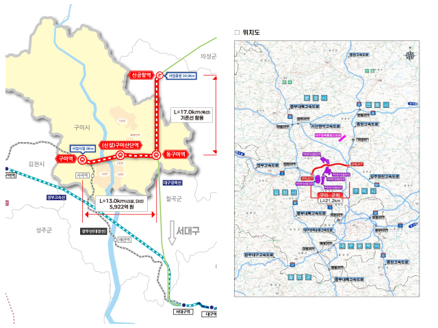 경북 구미시가 제5차 국가철도망 계획에 반영하려는 