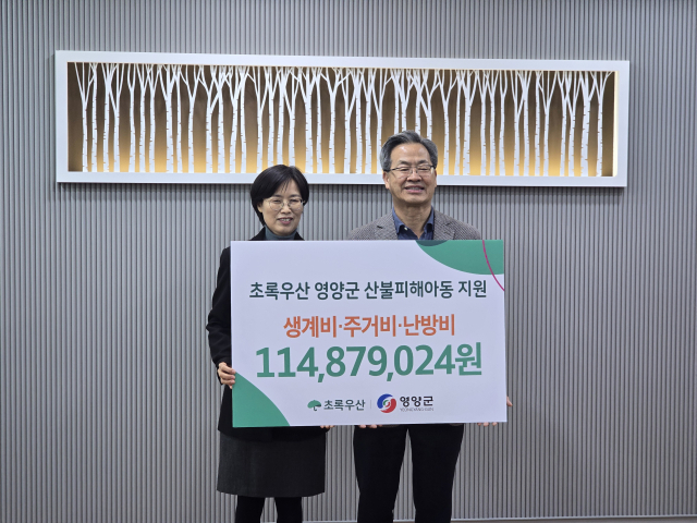 경북 초록우산은 지난 2일 영양군과 청송군을 찾아 산불피해아동에 주거비·난방비 16억4천여만원을 전달했다고 3일 밝혔다. 경북 초록우산 제공