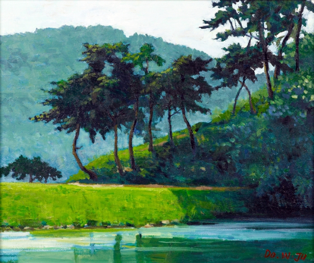 못 위 소나무, Oil on Canvas, 36.7×44cm