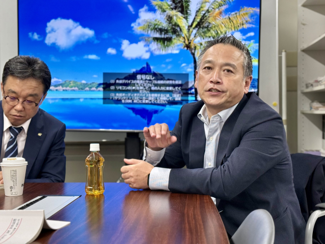 나이토 사토시 진로재팬 제2영업부문 부서장이 28일 한국농수산식품유통공사(aT) 일본 오사카지사에서 일본 내 한국주류 판매 현황을 설명하고 있다. 2025.11.28. 홍준표 기자