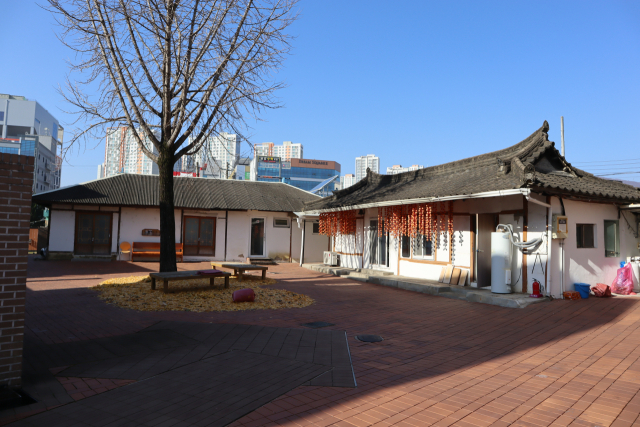 마당에는 두 채의 오래된 한옥이 형제처럼 서 있고, 그보다 더 오래된 은행나무가 교회의 역사를 지켜보고 있다.